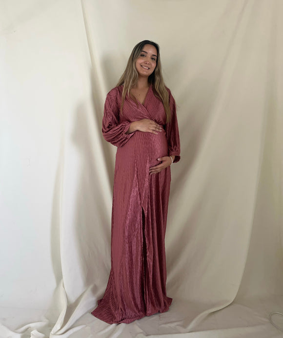Vestido de maternidad, Nicole rosa corrugado CH