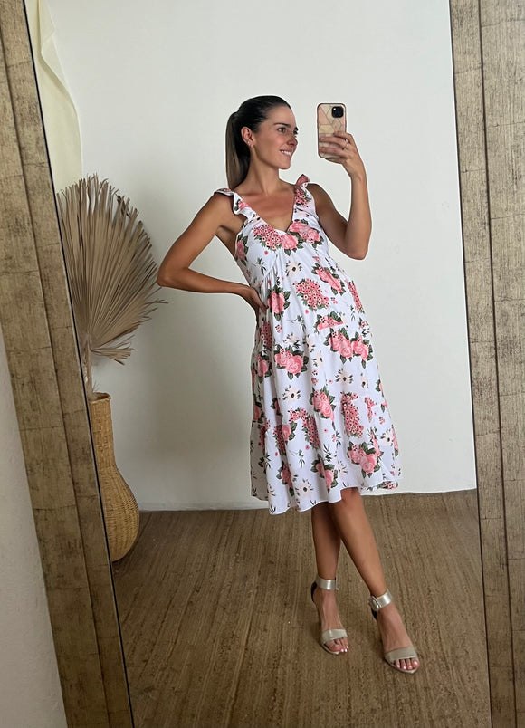 Vestido de maternidad Wendy, florecitas rosas