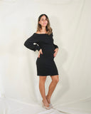 Vestido de maternidad negro corrugado CH
