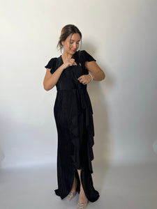 Vestido de lactancia, negro terciopelo rayas Jessica