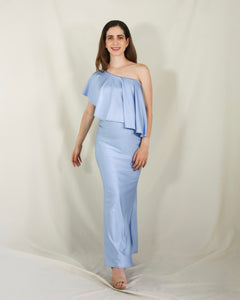 Vestido de maternidad, martina azul brilloso