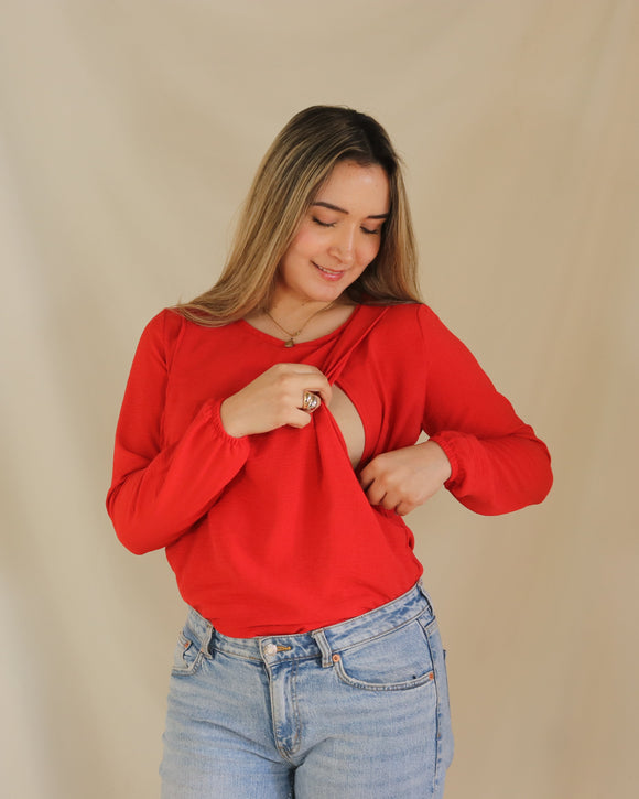 Blusa lactancia, Daniela rojo