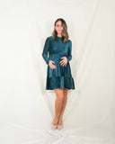 Vestido de maternidad, verde terciopelo rayas Gaby corto