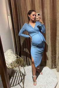 Vestido de maternidad y lactancia, Aitana azul rayitas