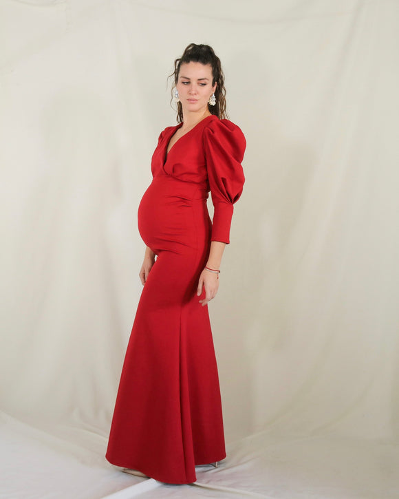 Vestido maternidad Yuridia rojo ponti roma