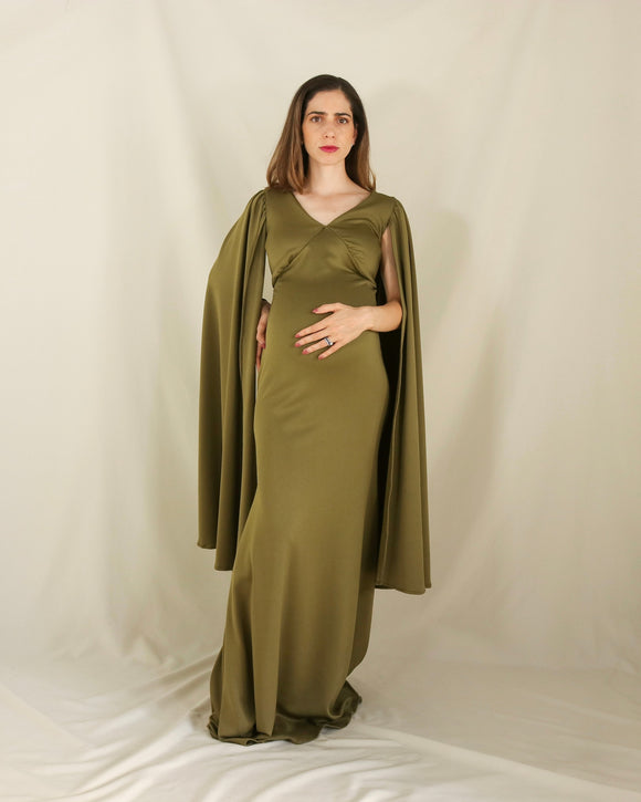 Vestido de maternidad Eliana, verde olivo neopreno