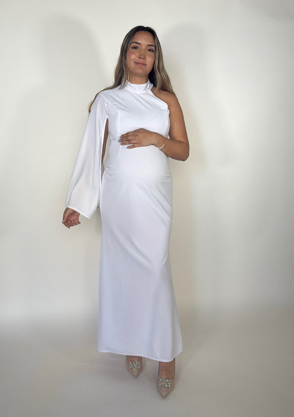 Vestido de maternidad Carola, blanco largo