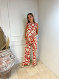 Conjunto de maternidad Mayte, naranja floreado