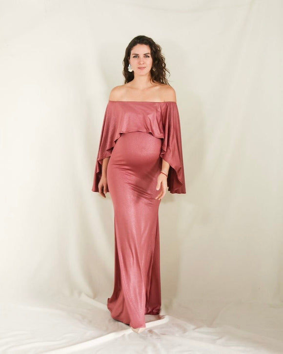 Vestido de maternidad Amparo, rosa fuerte brilloso licra