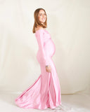 Vestido de maternidad sesión, Ritta rosa brilloso intenso