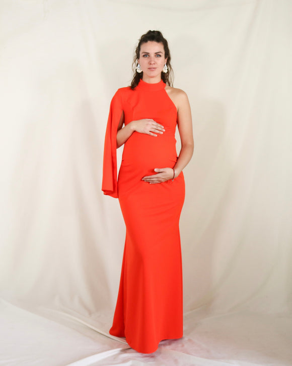 Vestido de maternidad Carola, naranja vértigo