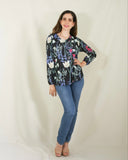 Blusa de lactancia, Ruth negra flores blancas