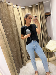 Blusa de lactancia, negra esme algodón