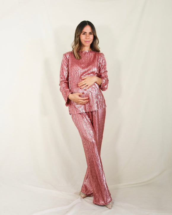 Conjunto de maternidad Mayte, rosa corrugado CH a G