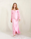 Vestido de maternidad sesión, Ritta rosa brilloso intenso