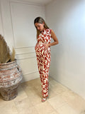 Conjunto de maternidad Mayte, naranja floreado
