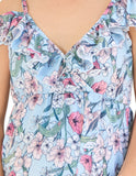 Vestido de maternidad y lactancia, Carlota azul con flores rosas