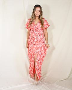 Vestido Love naranja flores
