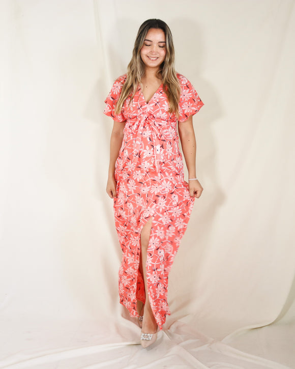 Vestido Love naranja flores