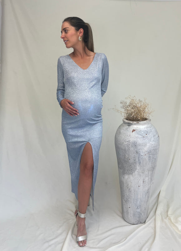 Vestido maternidad Azucena, plateado