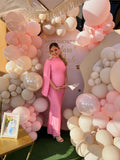Vestido de maternidad Carola, rosa intenso brilloso