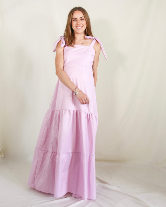 Vestido de maternidad Dalia rosa rayitas