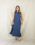 Vestido de maternidad Leslie, azul corrugado