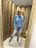 Suéter/blusa de lactancia, gloria azul rayitas