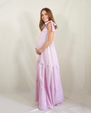 Vestido de maternidad Dalia rosa rayitas