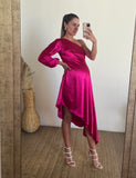 Vestido maternidad Samantha, rosa Barbie brilloso M y G