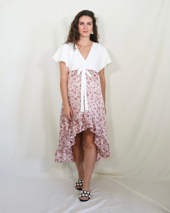 Vestido de Maternidad, Love Carlota florecitas rosa pastel CH