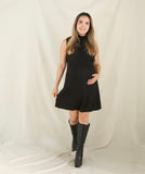 Vestido de maternidad, cuello de tortuga negro sin mangas