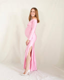 Vestido de maternidad sesión, Ritta rosa brilloso intenso