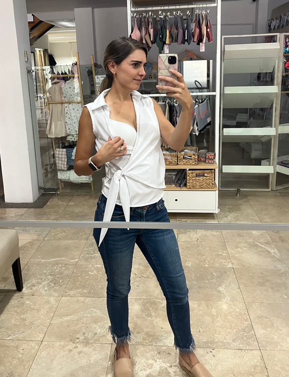 Blusa de lactancia, blanca Liz