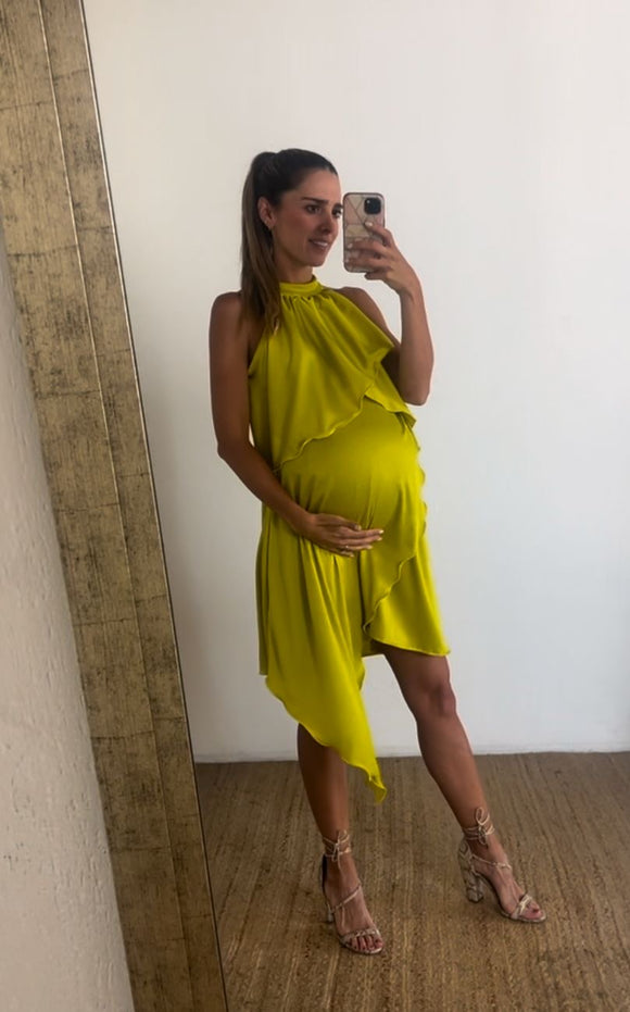 Vestido de maternidad y lactancia Ariel, verde limón