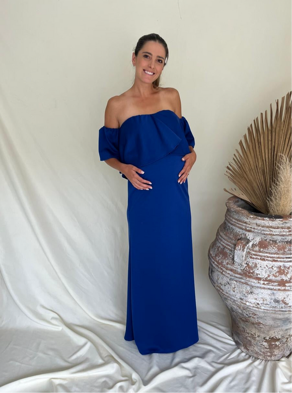 Vestido de maternidad Loredana azul rey largo