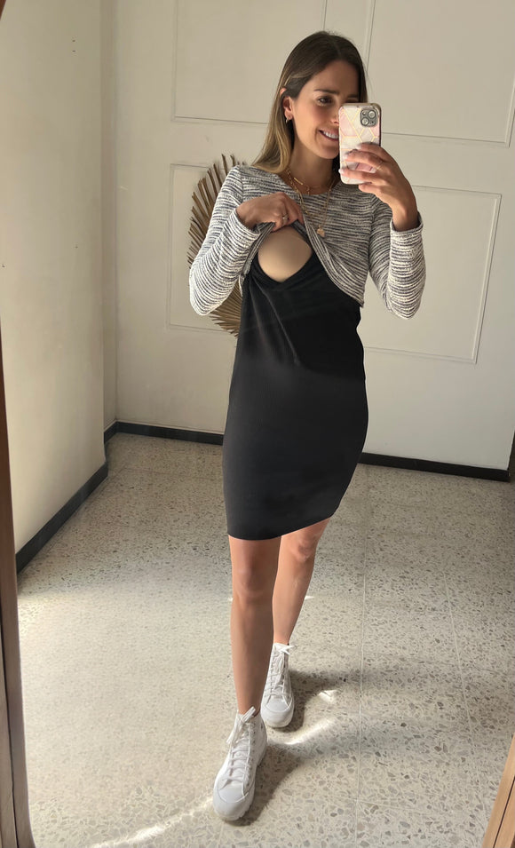 Vestido de maternidad y lactancia negro Larisa