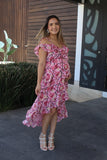 Vestido de maternidad y lactancia, Carlota rosa tallos