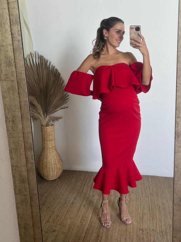 Vestido de maternidad, rojo loredana