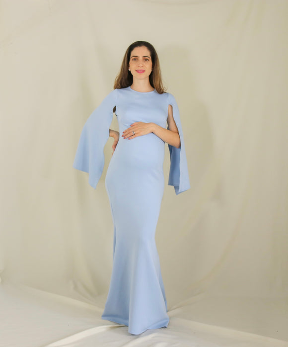 Vestido de maternidad Carola 2 mangas, azul neopreno