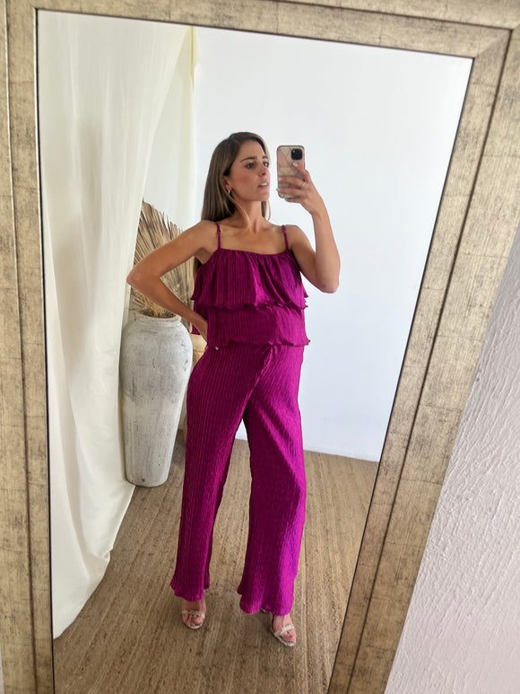 Conjunto de maternidad Mayte, con tirantes hot nazareno con textura