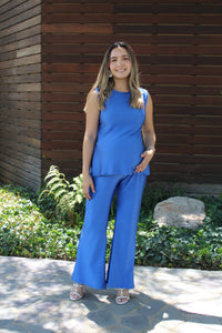 Conjunto de maternidad Cinthya, azul rey rayas