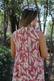 Vestido de maternidad Sonia, flores rosas corrugado
