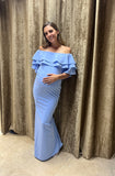 Vestido de maternidad, Alejandra largo azul cielo