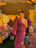 Vestido de maternidad Carola, rosa intenso brilloso