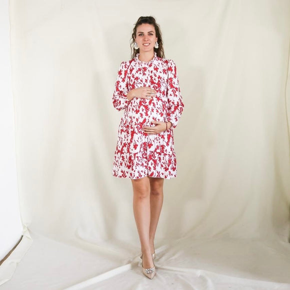 Vestido de maternidad, Ericka blanco flores rosas