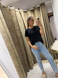 Blusa de lactancia, negra esme algodón