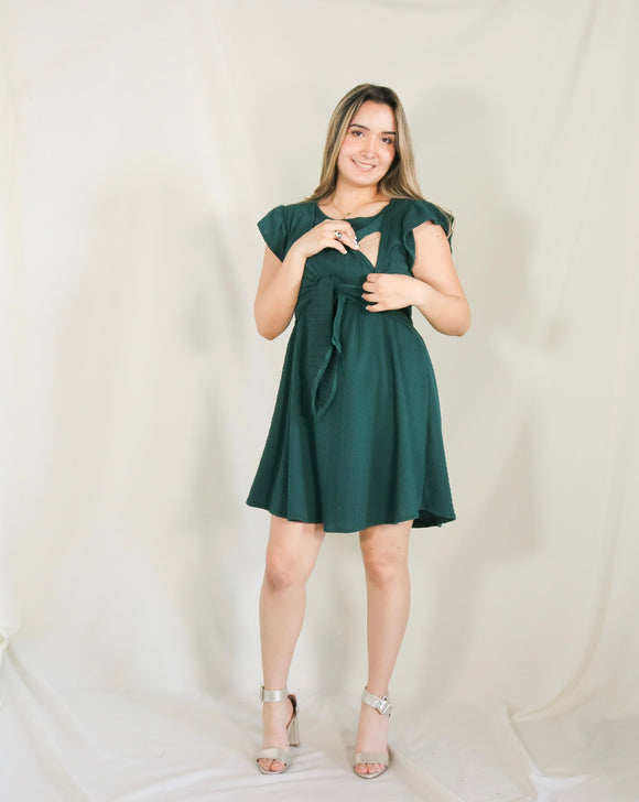 Vestido de maternidad y lactancia Romina verde