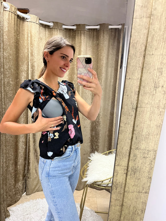 Blusa de lactancia, andy negra pajaritos