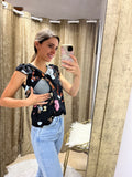 Blusa de lactancia, andy negra pajaritos